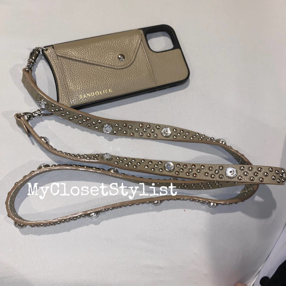 BANDOLIER Crystal Bling Studded Crossbody Leather Strap Case Set! 11 pro